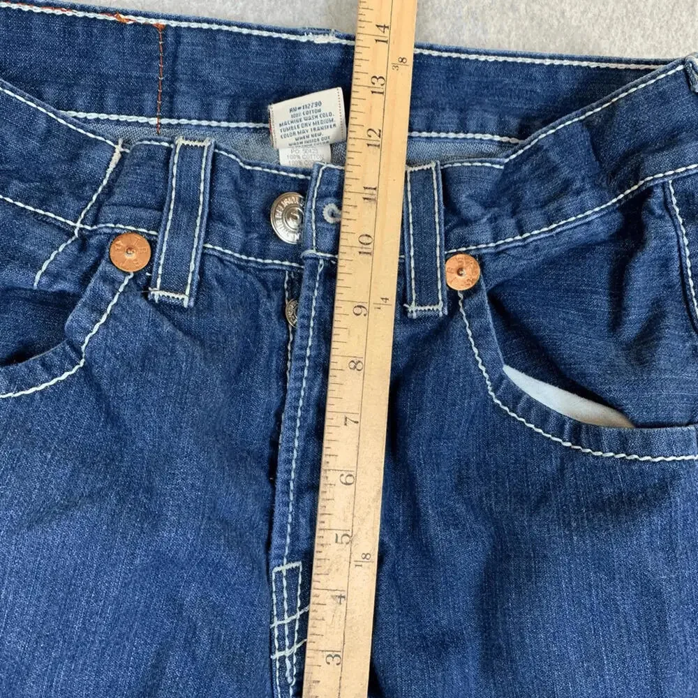 True Religion Men's Size 30x33 Blue Marco Big T Jeans Pocket Flap Western